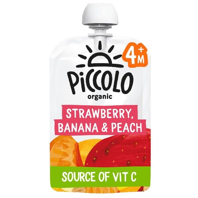 Piccolo Strawberry Banana & Peach Organic Pouch 4 mths+ 100g