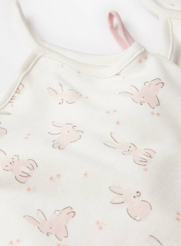 Pink Bunny Print Strappy Bodysuits 3 Pack Up to 3 mths