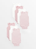 Plain Pink Sleeveless Bodysuits 7 Pack 3-6 months