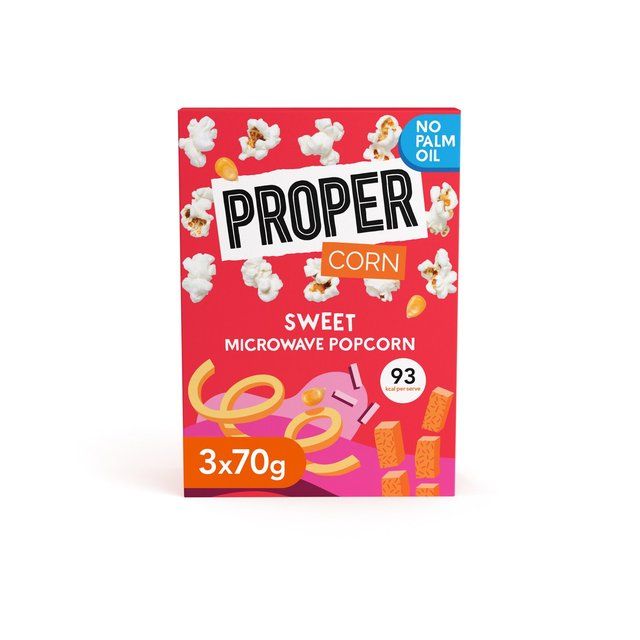 Propercorn Sweet Microwave Popcorn 3 x 70g