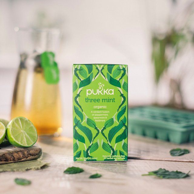 Pukka Organic Three Mint Tea 20 Home Compostable Herbal Tea Bags 32g 20 per pack