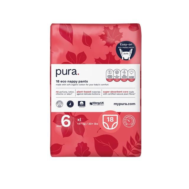 Pura Eco Nappy Pants Size 6 (14Kg+) Mega Pack 6 x 18 per pack