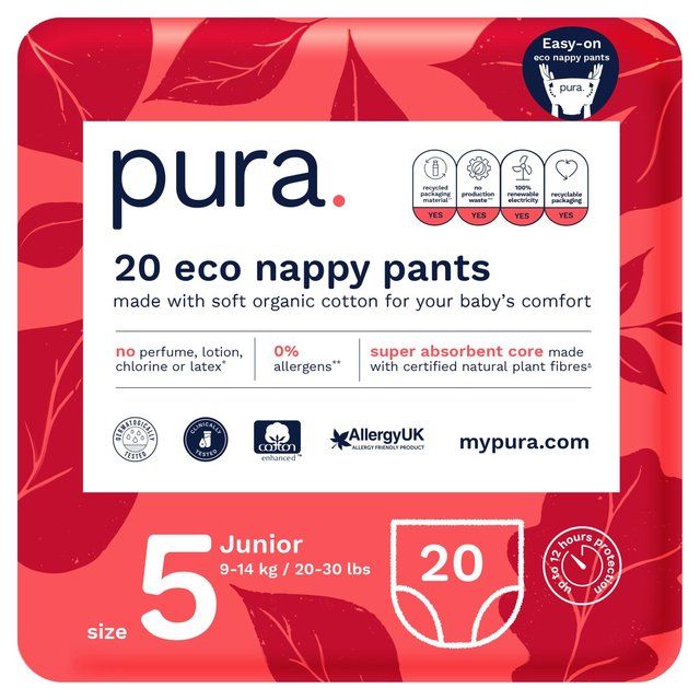 Pura High Performance Eco Nappy Pants Size 5 (9-14kg) 20 per pack