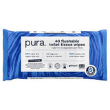 Pura Premium Flushable Moist Toilet Tissue Wipes, 40 Wipes
