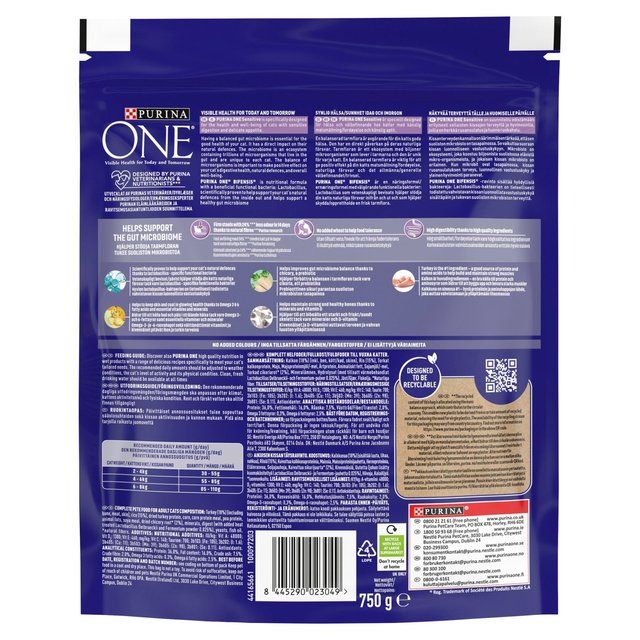 Purina One Sensitive Turkey Dry Cat Food 750g