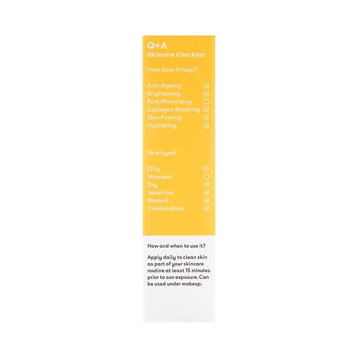 Q+A Peptide SPF50 Anti-Ageing Daily Facial Sunscreen 50ml Peptide