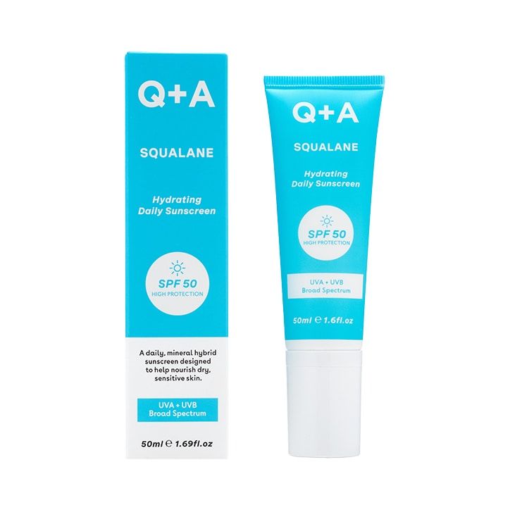 Q+A Peptide SPF50 Anti-Ageing Daily Facial Sunscreen 50ml Squalane