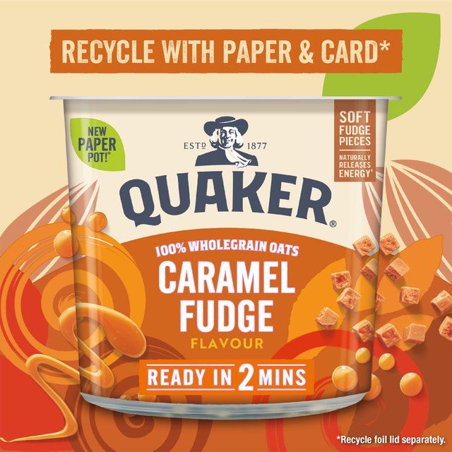 Quaker Heavenly Oats Caramel Fudge Porridge Cereal Pot 58g