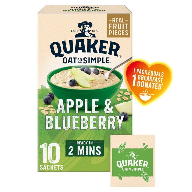 Quaker Oat So Simple Apple & Blueberry Porridge Sachets Cereal 10 per pack