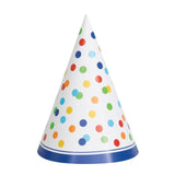 Rainbow Polka Dot Party Hat 8 per pack