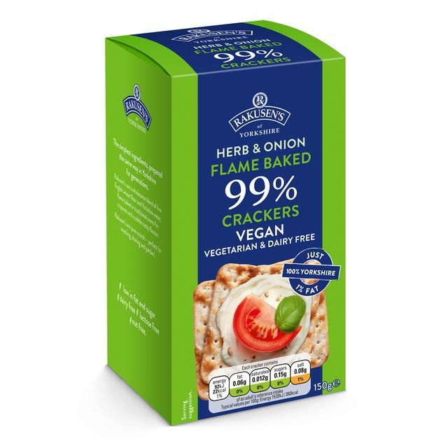 Rakusen's Yorkshire Herb & Onion Flame Baked Crackers 150g