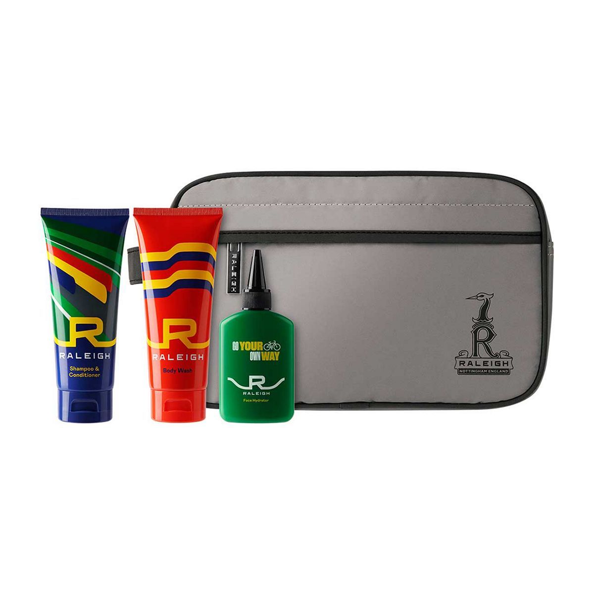 Raleigh Daily Commute Wash Bag With Body Wash, Face Hydrator And 2-in-1 Shampoo
