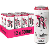 Relentless Raspberry Zero Sugar Energy Drink 12x500ml