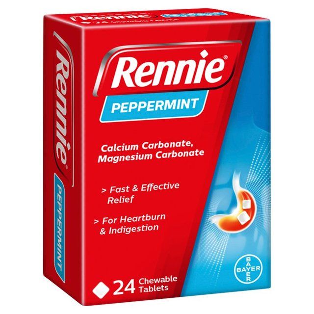 Rennie Peppermint Heartburn & Indigestion Relief Tablets 24 per pack