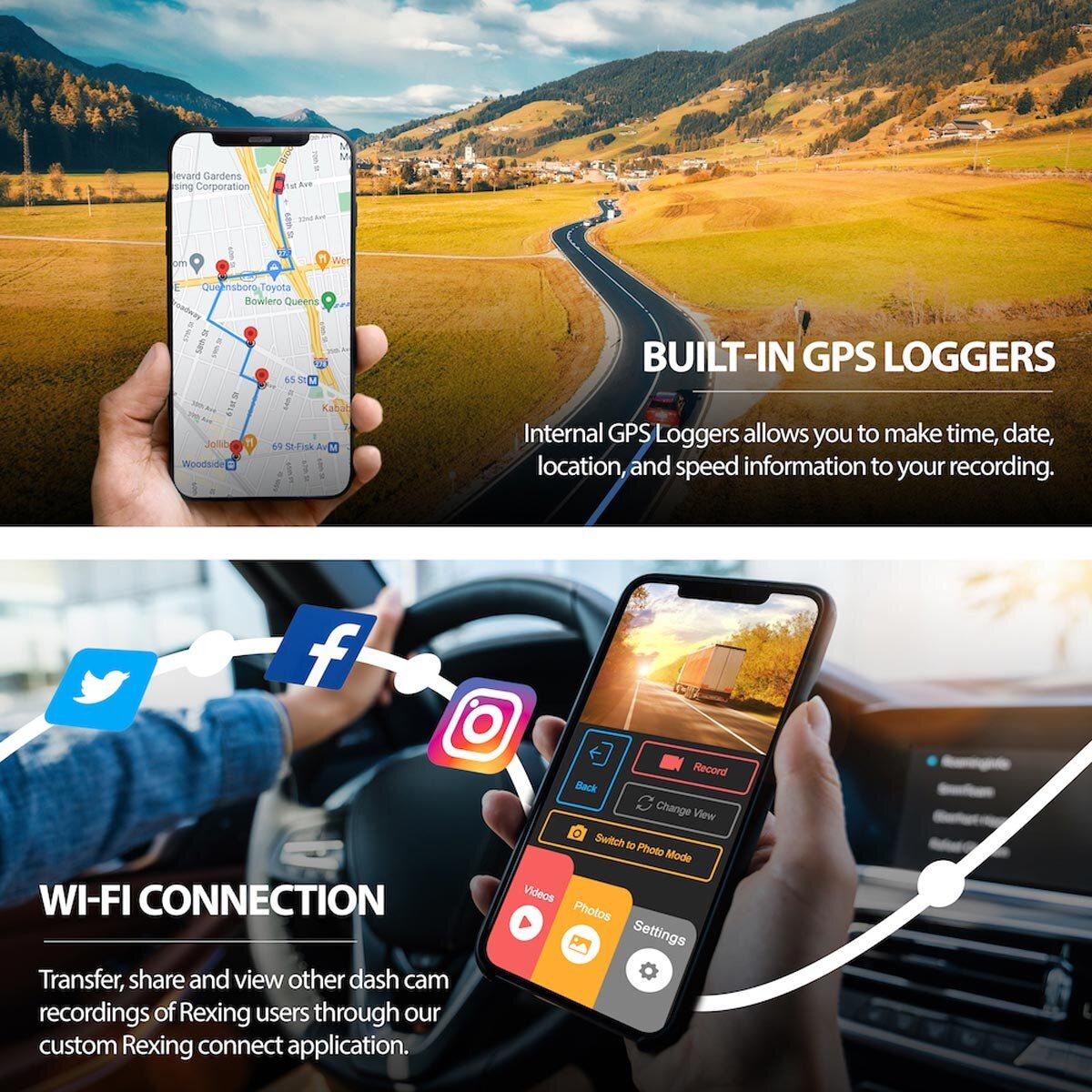 Rexing V1PGW-4k Dual Channel Dash Cam