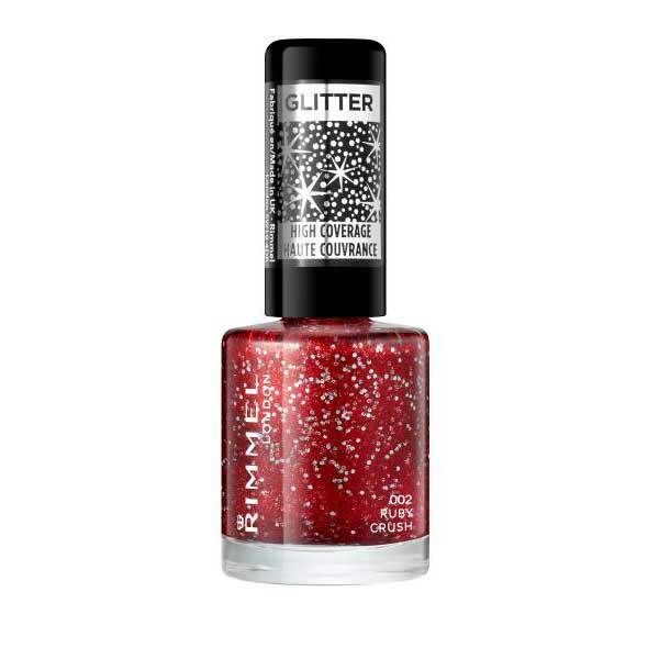 Rimmel Glitter Nail Polish Top Coat, Ruby Crush, 8ml