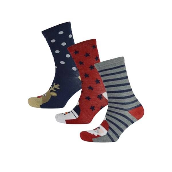 RJM Womens Christmas Socks (Pack Of 3) (4-8) Rudolph/Snowman/Santa / 0.11EA