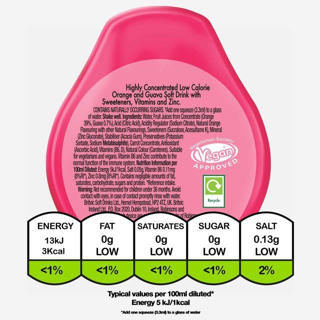 Robinsons Mini Immunity Orange & Guava No Added Sugar Squash 66ml