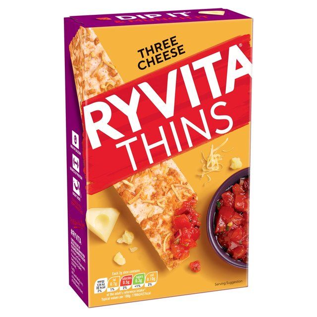Ryvita Thins Three Cheese Flatbread Crackers 125g
