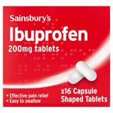 Sainsbury's Ibuprofen Tablets Capsule Shaped Tablets x16 200mg