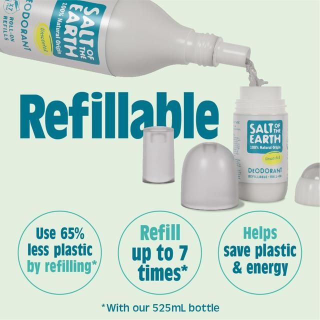 Salt of the Earth Unscented Natural Deodorant Refillable Roll-on 75ml