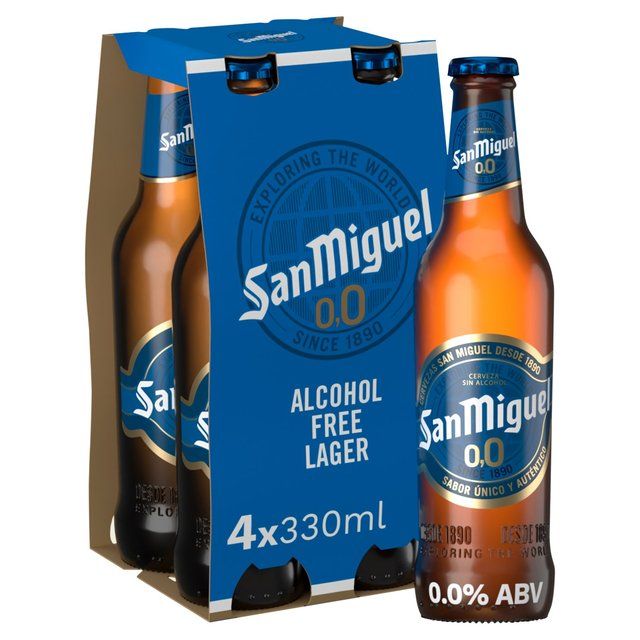 San Miguel Alcohol Free Lager Beer Bottles 4 x 330ml
