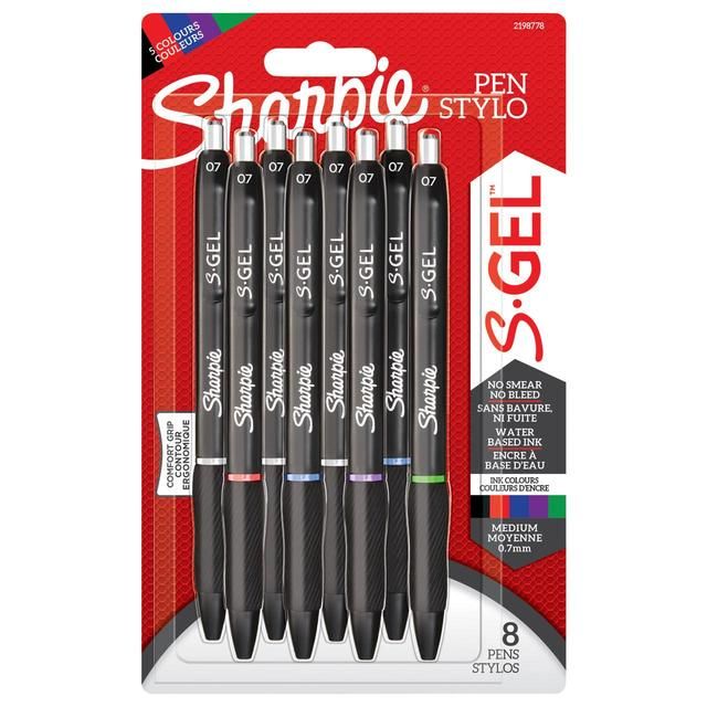 Sharpie S-Gel Gel Pens 0.7mm Assorted 8 per pack