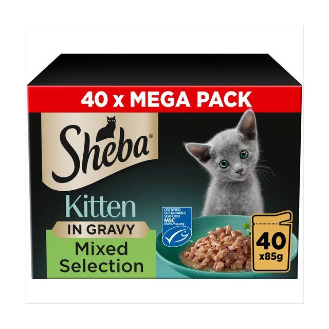 Sheba Sauce Collection Kitten Cat Pouches Mixed Selection in Gravy 40 x 85g