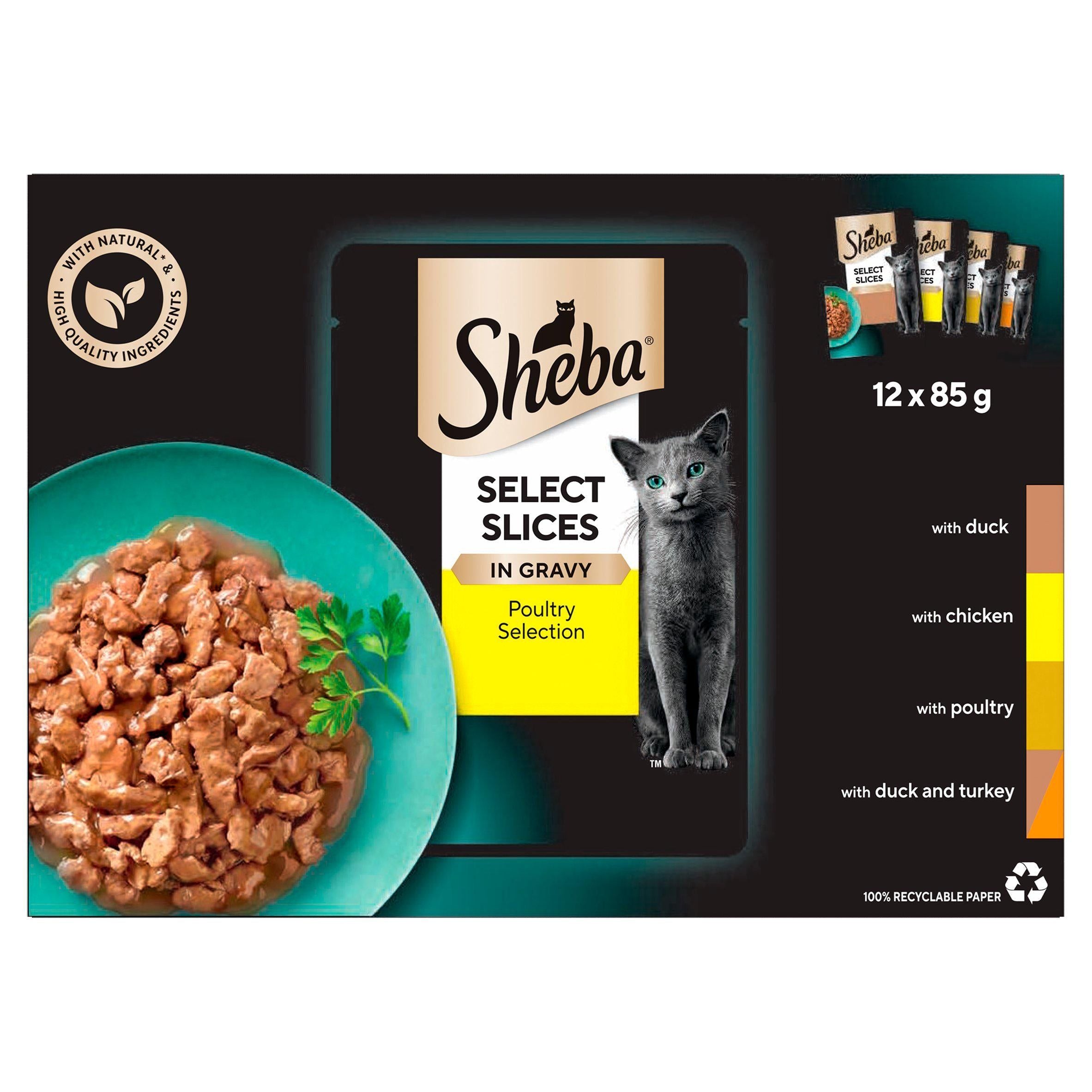 Sheba Select Slices Cat Food Pouches Poultry in Gravy 12 x 85g