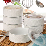 Signature Housewares Stoneware Bowls with Lids, 6 Pack in 2 Colours