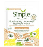 Simple Kind to Skin Brightening Hydrogel Mask with naturally derived fruit enzymes Eye Mask for fine lines and dark circles 2pc