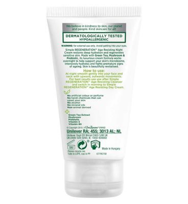 Simple Kind to Skin Regeneration Age Resisting Night Cream 50ml