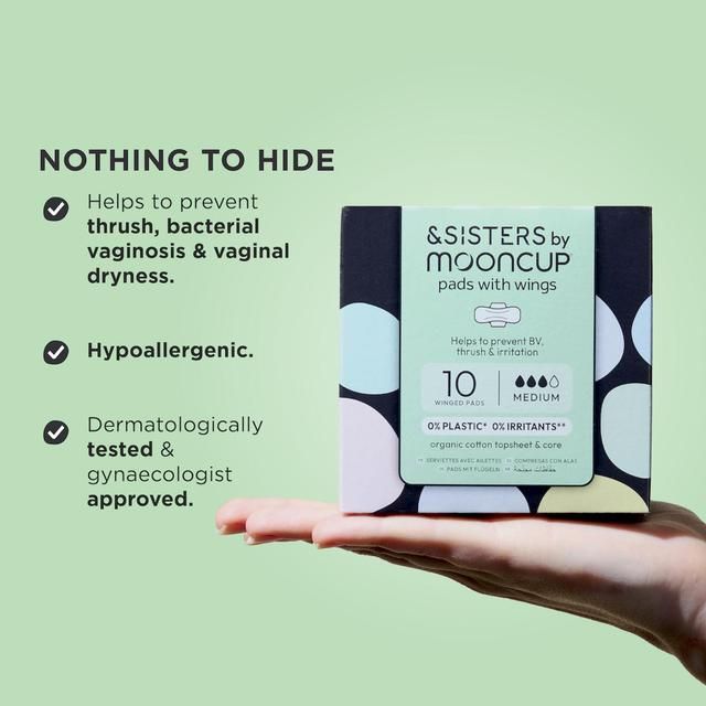 &SISTERS by Mooncup Organic Cotton Pads Medium/Day 10 per pack - McGrocer