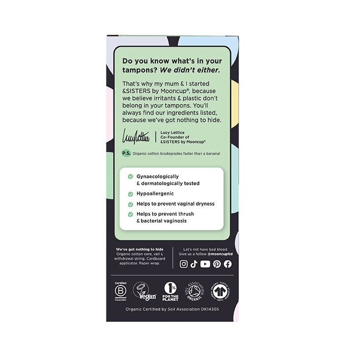 &SISTERS by Mooncup Organic Cotton Tampons with Eco Applicator - Medium 14 Pack - McGrocer