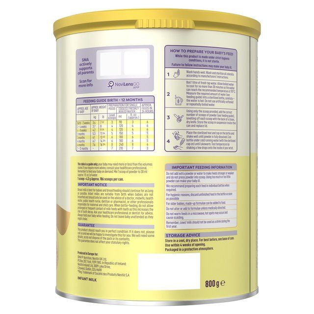 SMA Pro 1 First Infant Milk Powder From Birth 800g