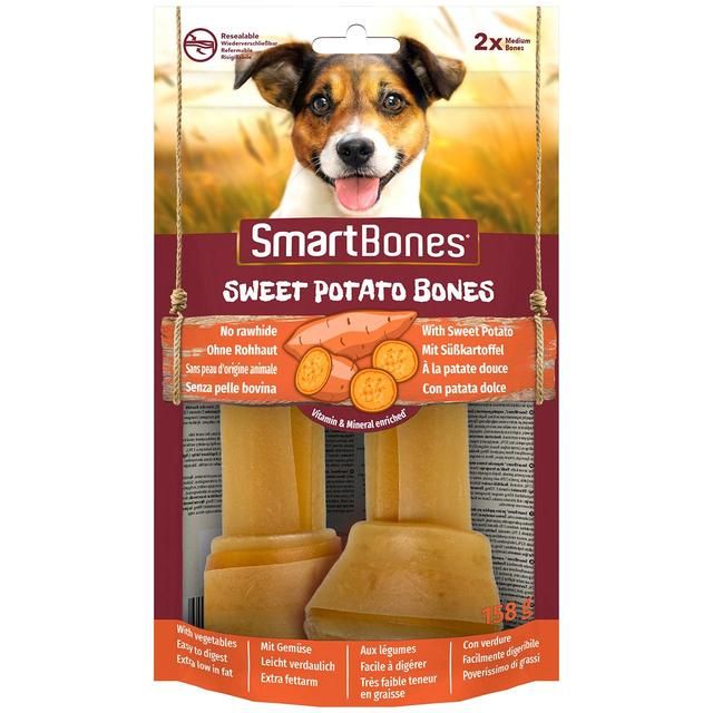 SmartBones 2 Medium Sweet Potato Rawhide Free Bone Dog Treats 158g