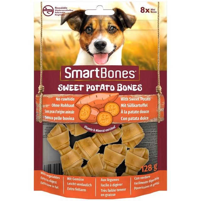 SmartBones 8 Mini Sweet Potato Rawhide Free Bones Dog Treats 128g