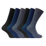 Sock Snob 6 Pairs Mens Ribbed 100% Cotton Socks 6-11 UK Black / Navy / Grey / 6EA