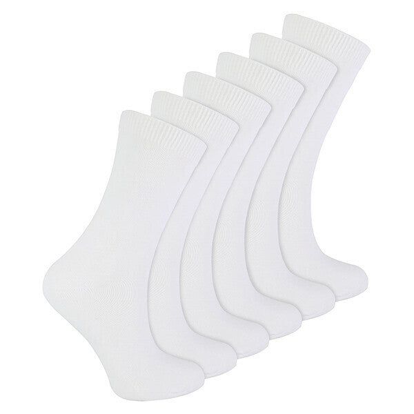 Sock Snob 6 Pk Children's Cotton Rich School Socks 12-3 UK White / 6EA