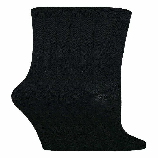 Sock Snob 6 Pk Childrens Solid Colour Cotton Socks 12-3 UK Black / 6EA