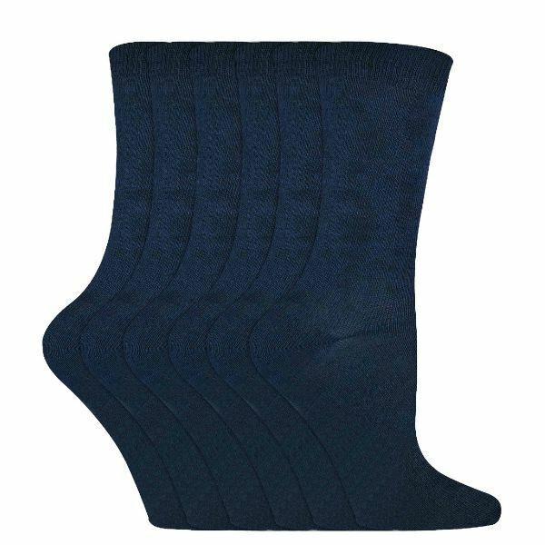 Sock Snob 6 Pk Childrens Solid Colour Cotton Socks 12-3 UK Navy / 6EA