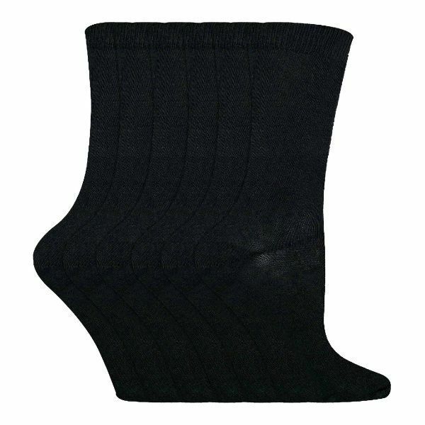 Sock Snob 6 Pk Childrens Solid Colour Cotton Socks 9-12 UK Black / 6EA