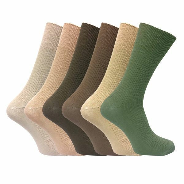Sock Snob 6 Pk Mens Non Elastic 100% Cotton Socks 6-11 UK Beige / 6EA