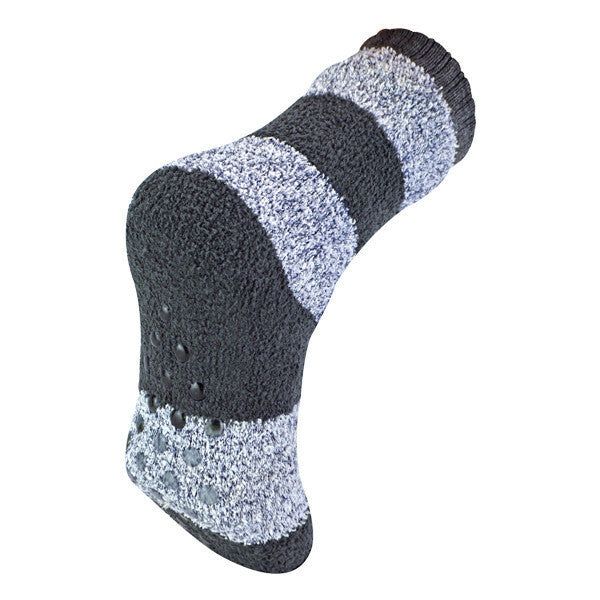 Sock Snob Mens Non Slip Striped Slipper Socks 7-11 UK Dark Grey / Grey / 1EA