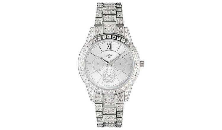 Spirit Lux Ladies Silver Stone Set Bracelet Watch
