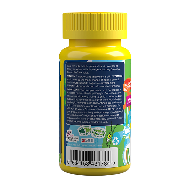 SpongeBob SquarePants Nickelodeon Multivitamins with added Probiotics Orange & Pineapple 60 Chewables