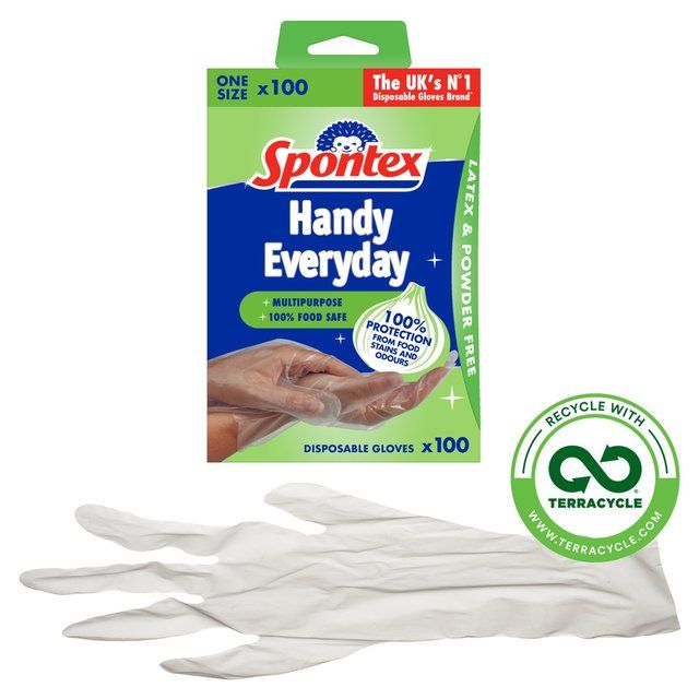 Spontex Handy Multi-Purpose Disposable Gloves Latex Free & Powder Free 100 per pack