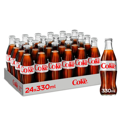 Diet Coke Sugar-Free Cola Soft Drink 24 x 330ml Glass Bottles