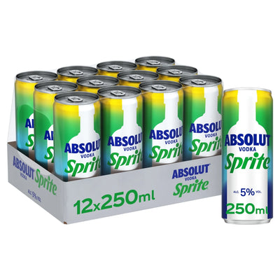 Absolut Vodka & Sprite Ready-To-Drink Can Pack 12 x 250ml
