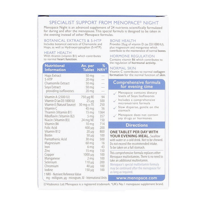 Vitabiotics Menopace Night 30 Tablets GOODS ASDA